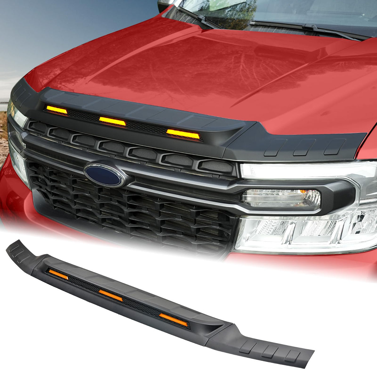 Mabett hood deflector front view showing fit and protection