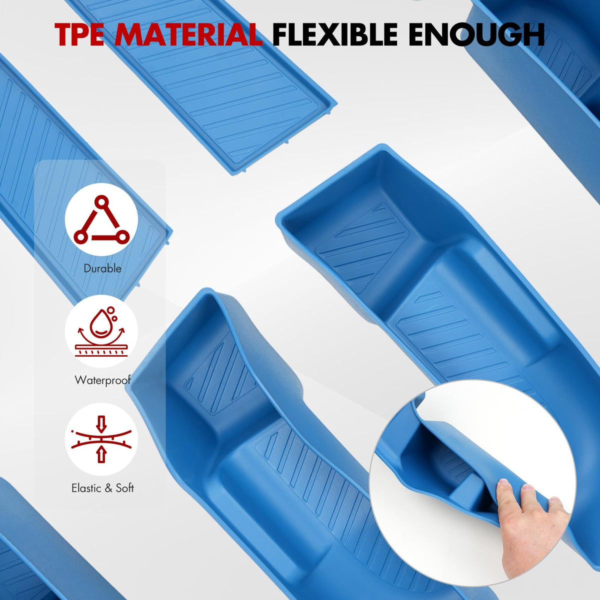 Hand next to Mabett tray to show scale and how it preserves storage capacity