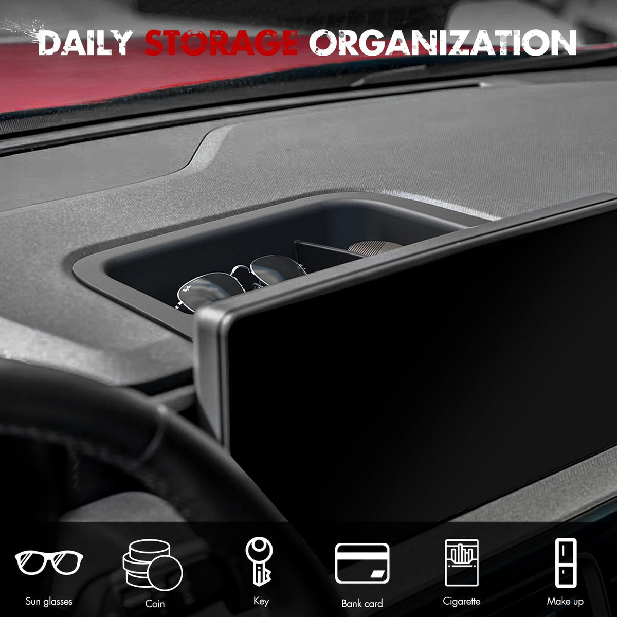 Mabett top-down of two compartments showing organized storage for small items