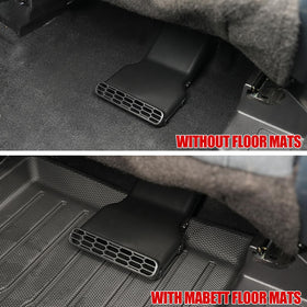 Mabett angled view showing rising lip that redirects airflow toward rear passengers for comfort