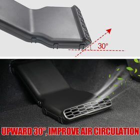 Mabett installed under-seat vent deflector in Ford Maverick demonstrating improved rear airflow