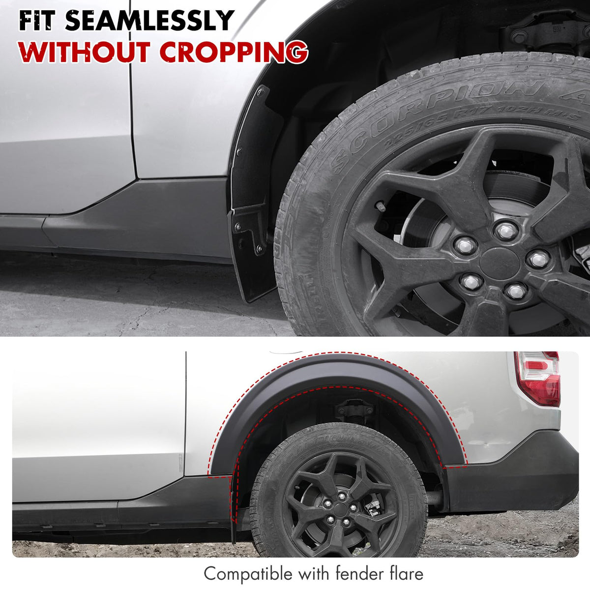 Mabett vehicle side profile with fender flare illustrating integrated look