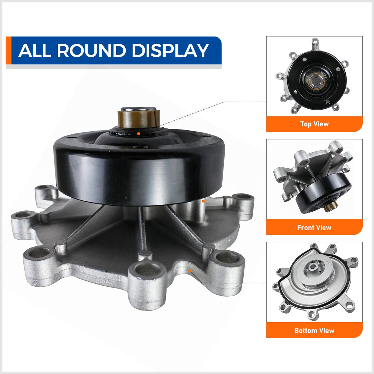 MACEL close-up of metal impeller illustrating durable construction and improved coolant flow
