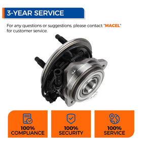 MACEL grease and seal area close-up showing sealed bearing for extended service life