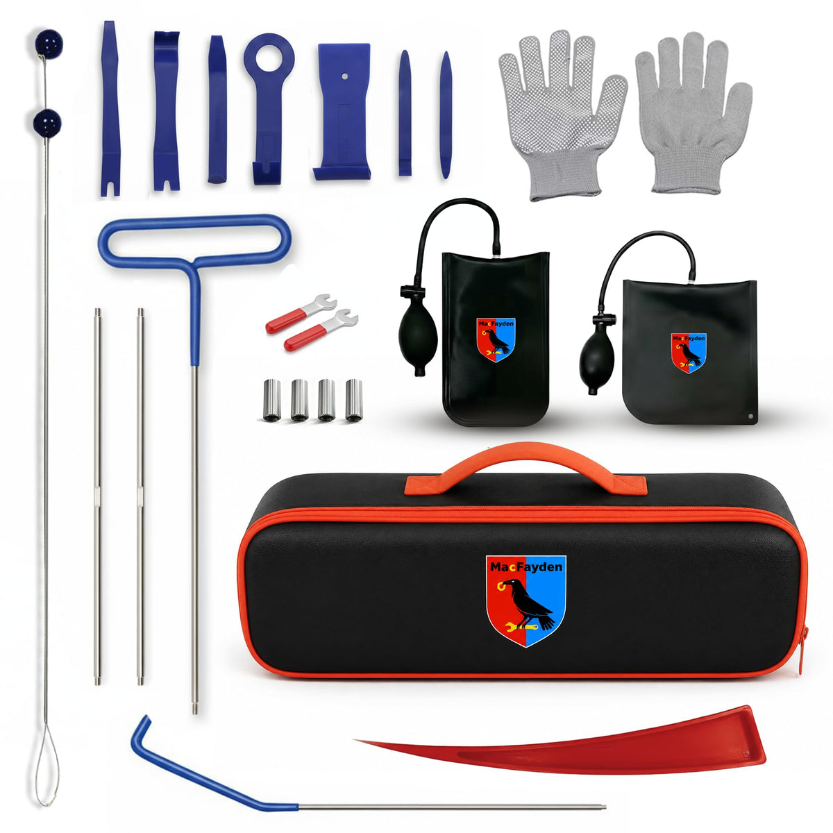 MacFayden kit front view showing all tools neatly arranged and portable