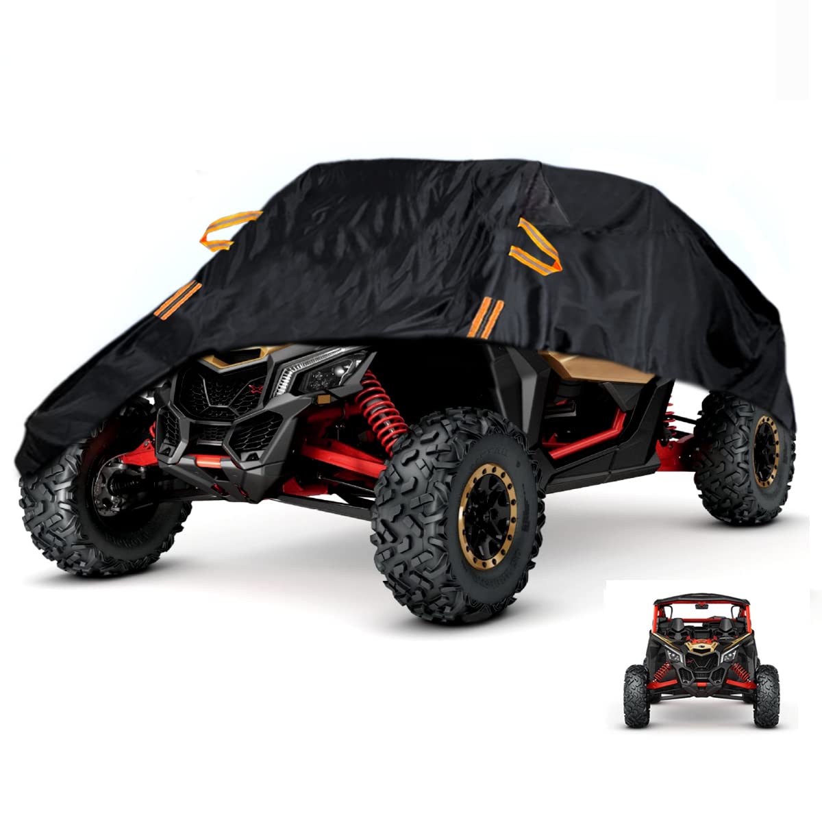 Macosy front view cover on UTV showing full protection and fit