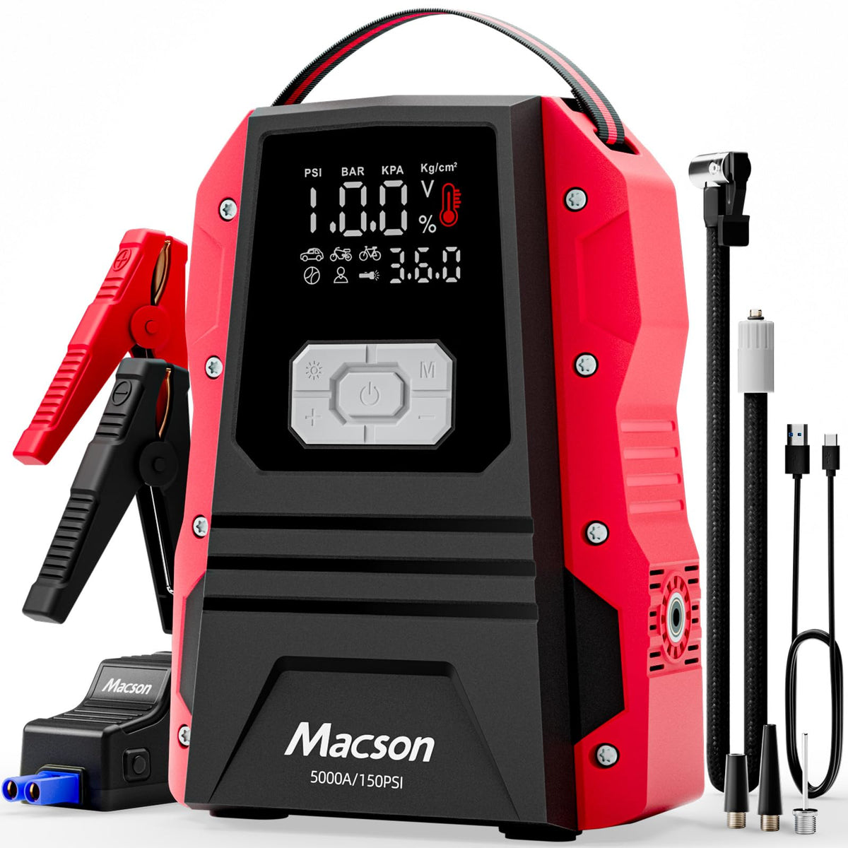 Macson M201 front view showing controls and compact design benefit