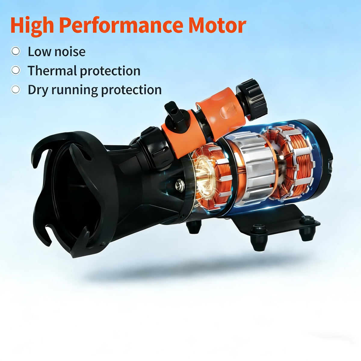 Magam hose connector detail with rotary valve demonstrating easy rinse control benefit
