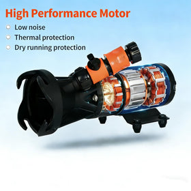 Magam hose connector detail with rotary valve demonstrating easy rinse control benefit