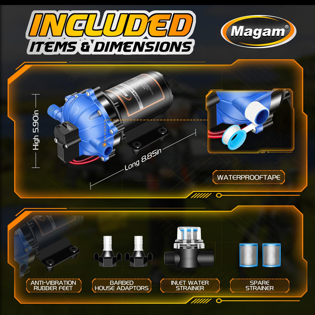 Magam inlet and outlet connection detail showing fittings for leak-free plumbing benefit