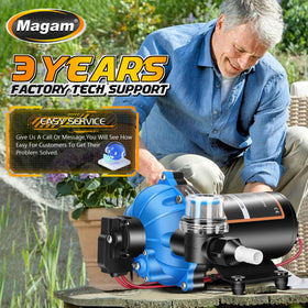Magam installed in an RV bathroom showcasing quiet operation and consistent showers benefit