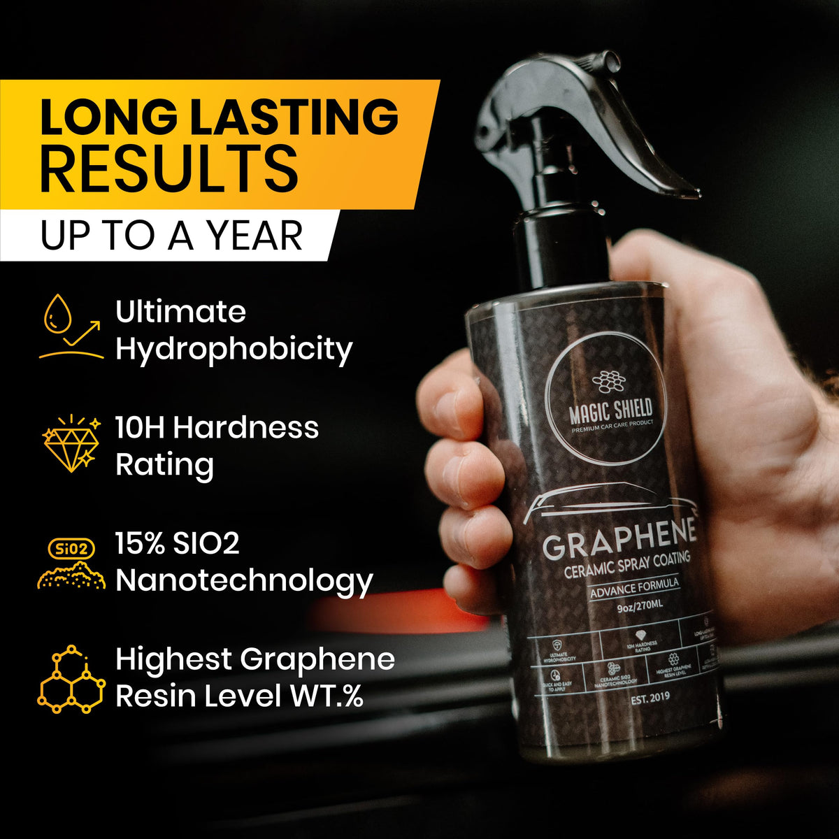 Magic Shield close-up spray nozzle demonstrating smooth, even application for faster coverage