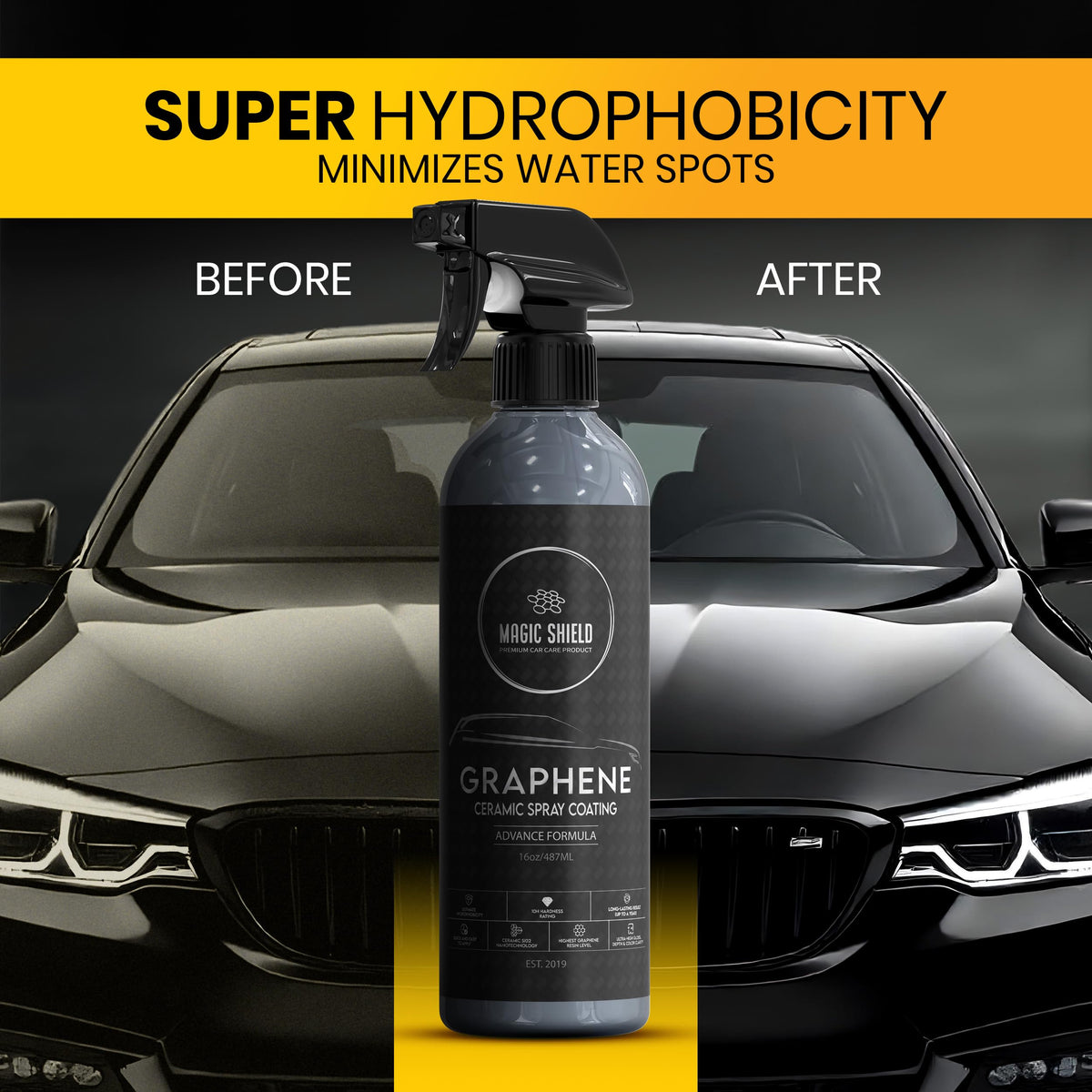 Magic Shield microfiber buff in use revealing quick buffing for a professional shine