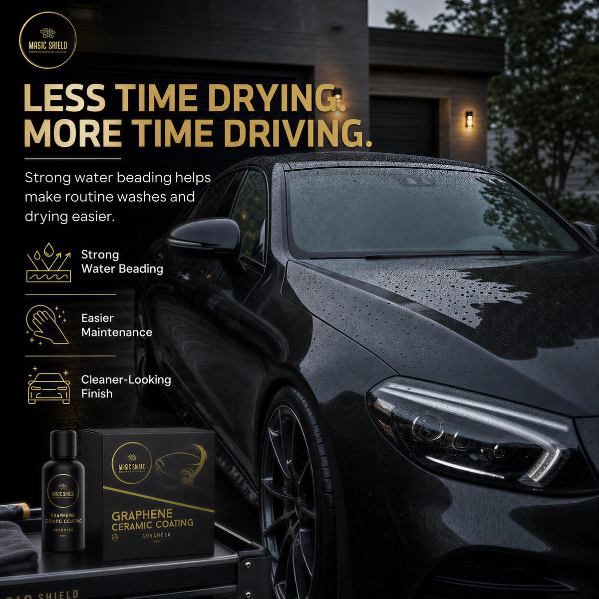 Magic Shield on alloy wheel illustrating reduced brake dust adhesion and easier cleaning