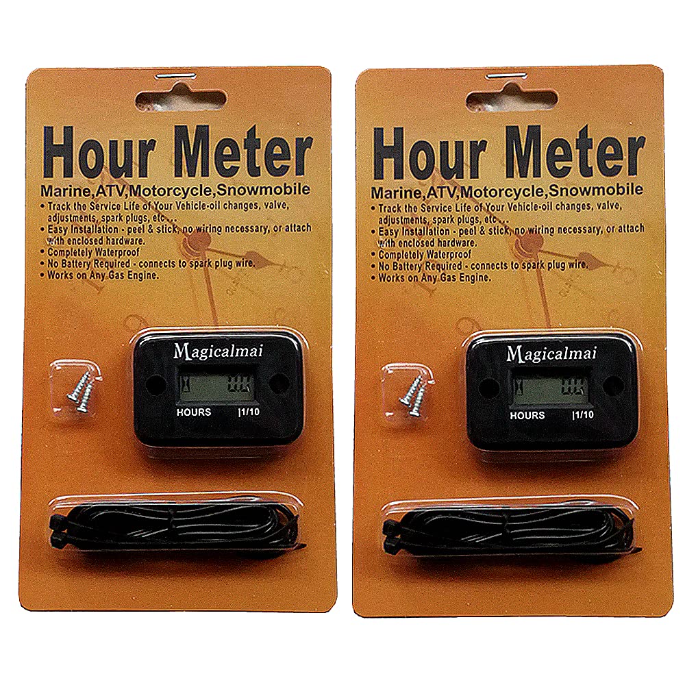Magicalmai front view of hour meter showing compact durable case and readable LCD