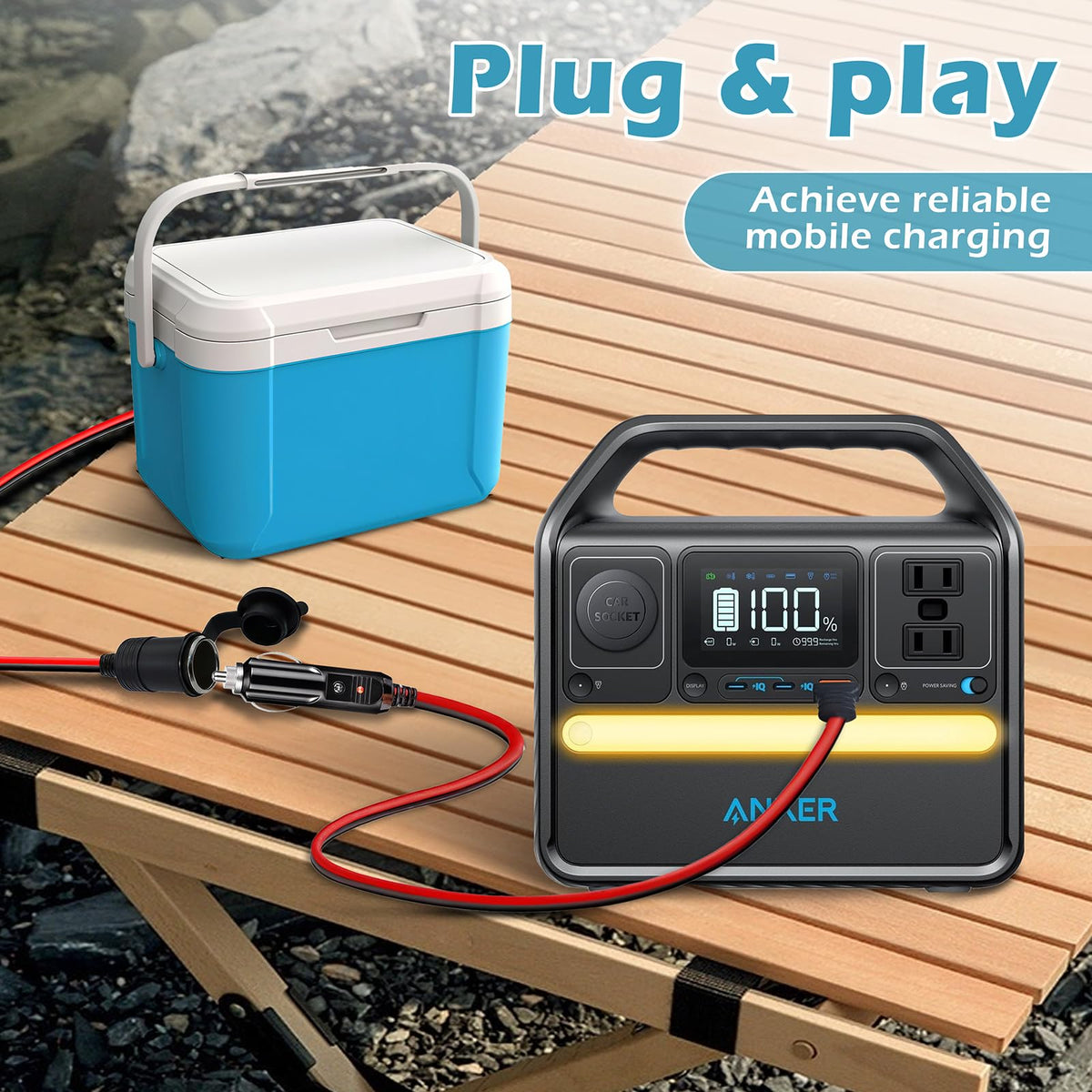 Magiktech cable plugged into car providing on-the-go charging convenience
