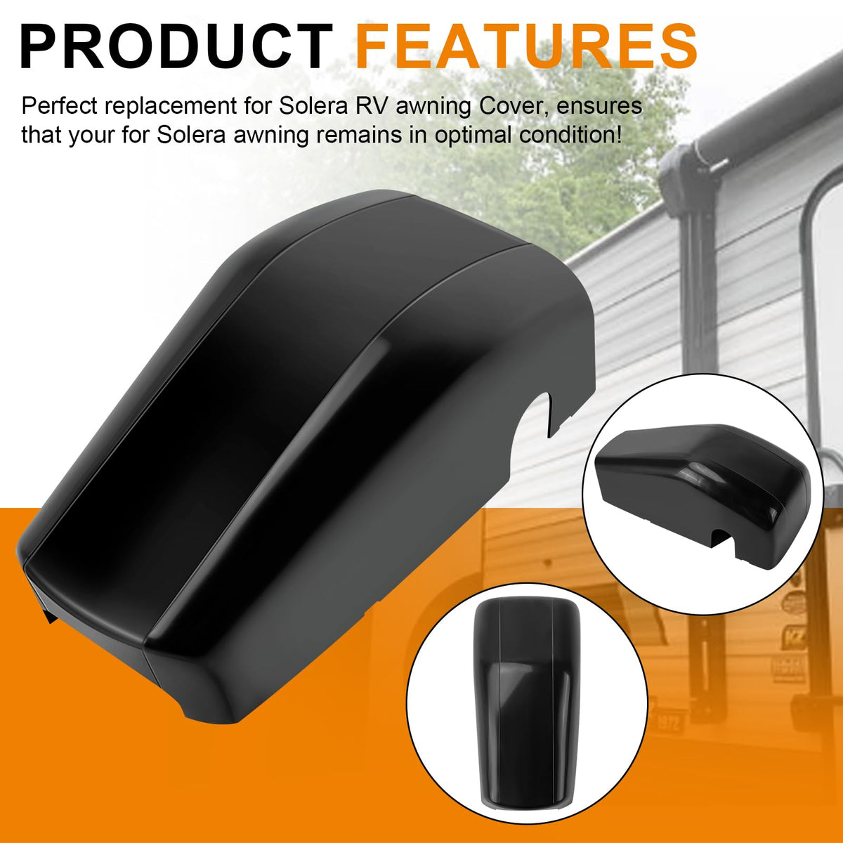 Magluv cover on RV awning in campsite scene improving appearance and safety
