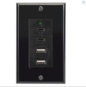 Magnadyne front faceplate in black showing neat installed ports and clean finish