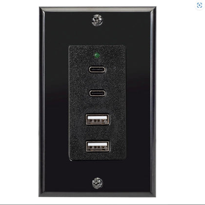 Magnadyne front faceplate in black showing neat installed ports and clean finish