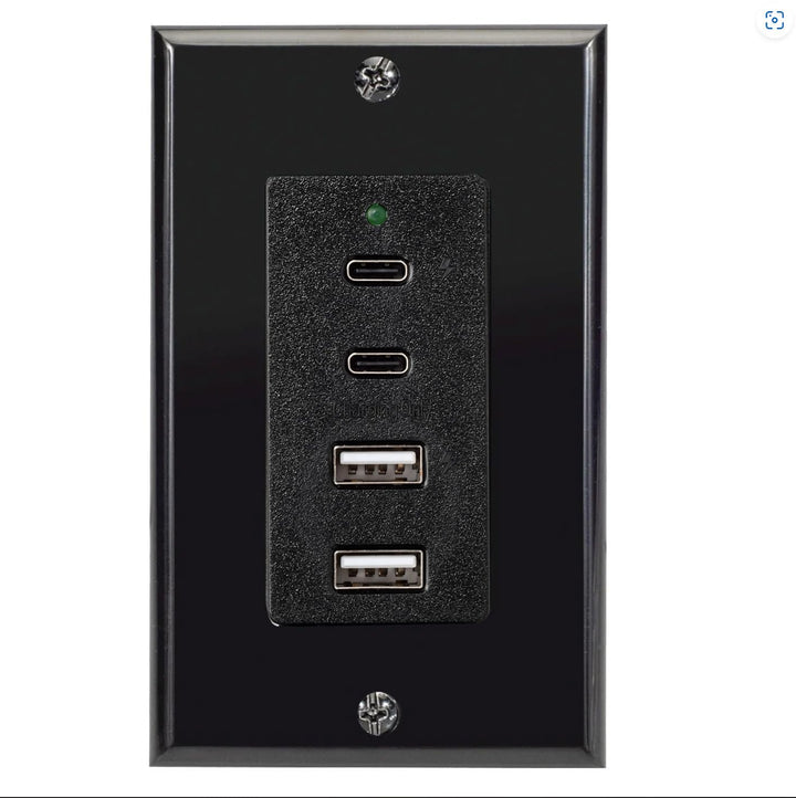 Magnadyne front faceplate in black showing neat installed ports and clean finish