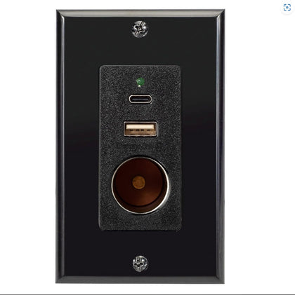 Magnadyne front view wall charger showing ports and clean mount for organized charging
