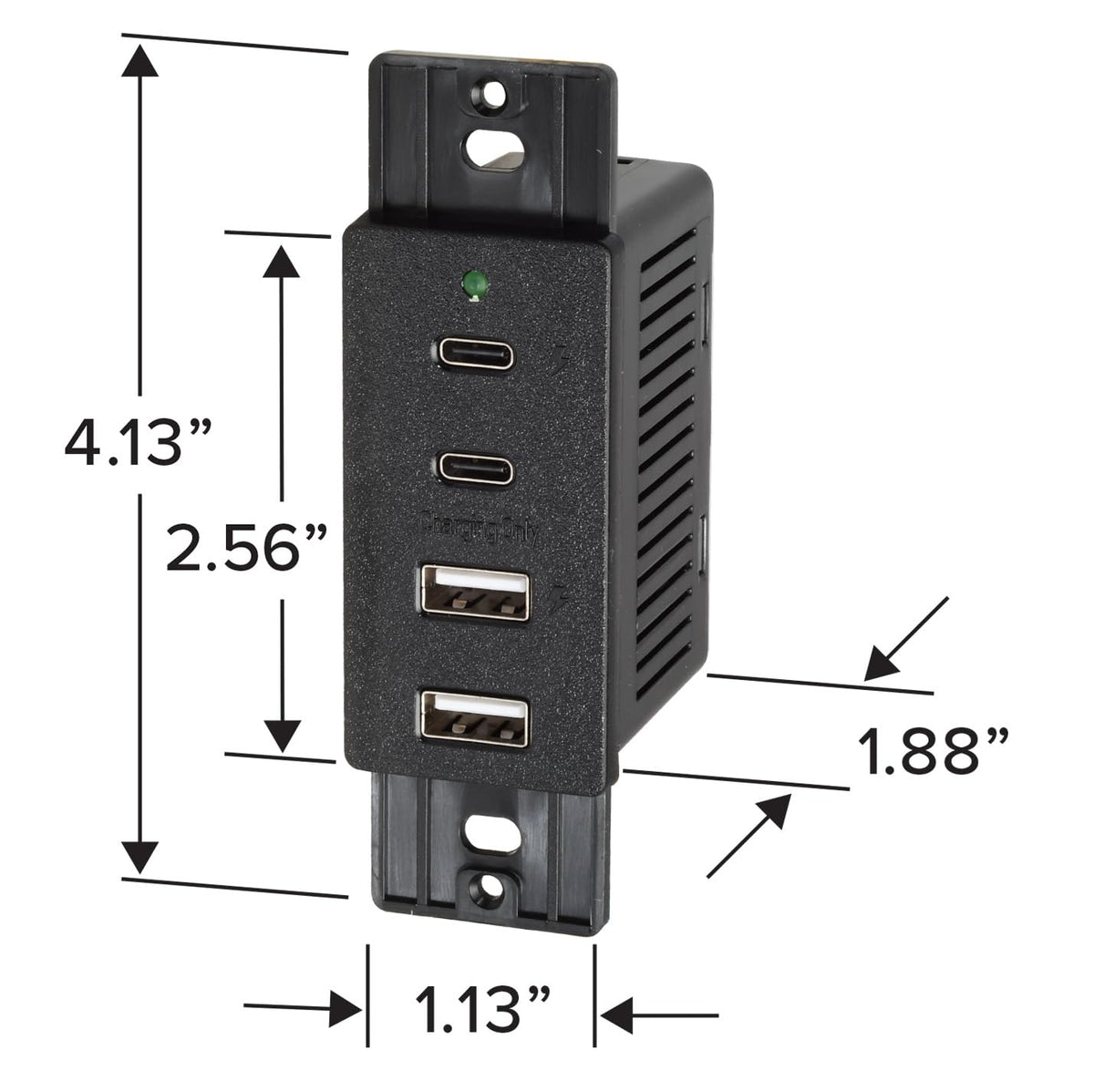 Magnadyne mounted in an RV galley demonstrating organized charging access