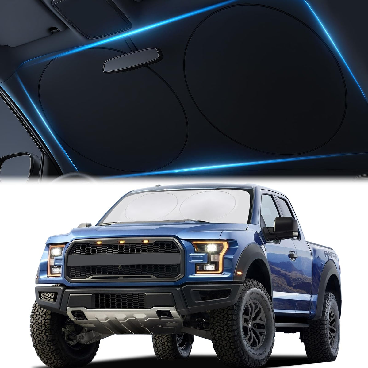 Magnelex front view showing full windshield coverage and cooler cabin benefit