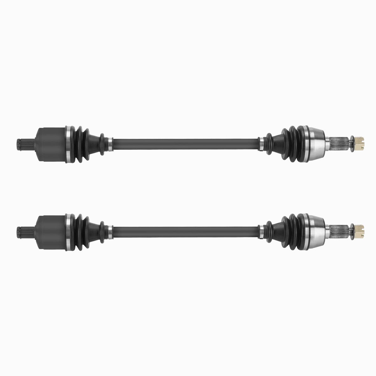 Magorfas front CV axle pair front view showing solid construction and fitment