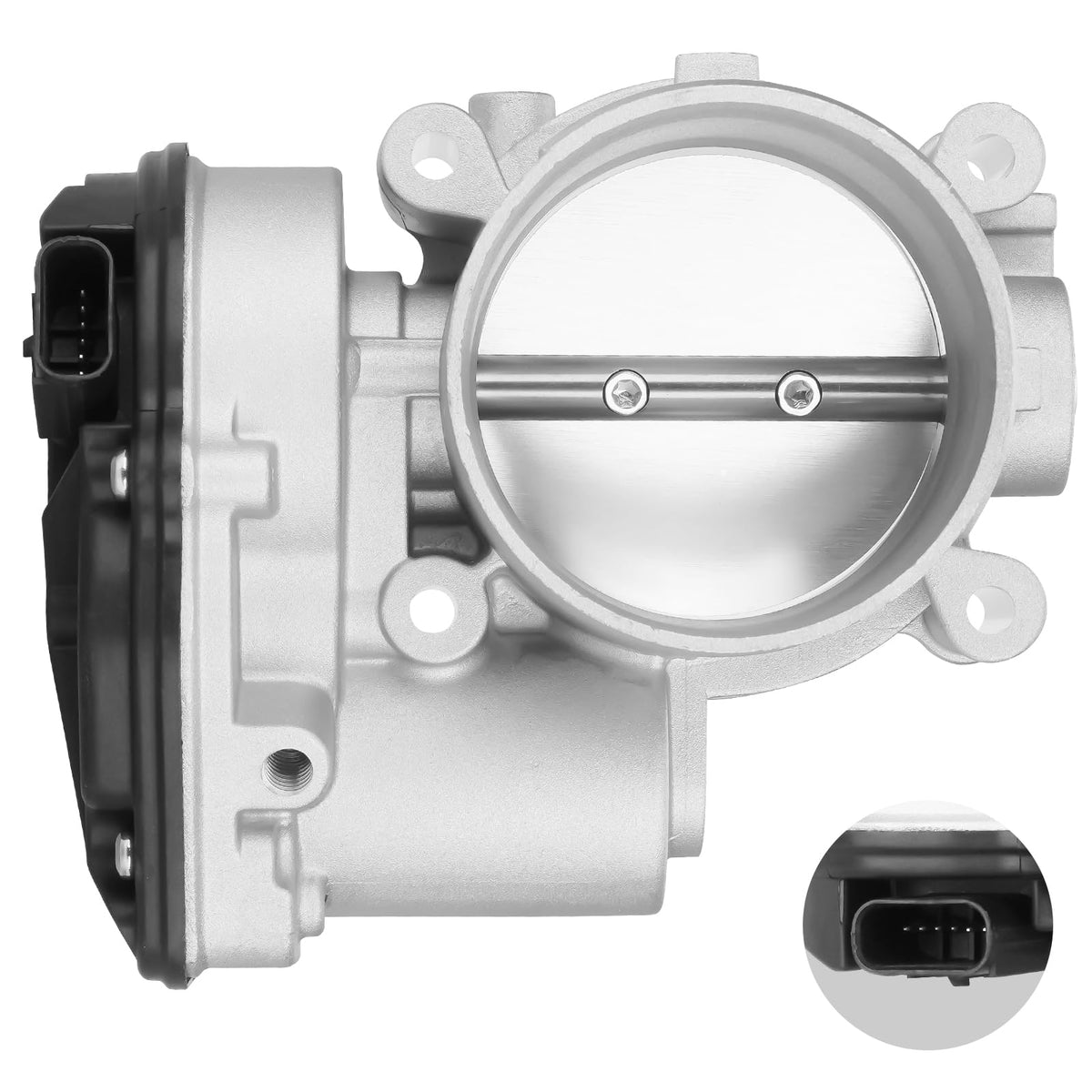 Magorfas throttle body front view showing bore and butterfly for reliable airflow control