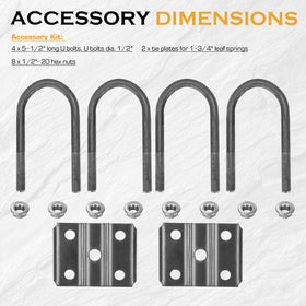 Magorfas U-bolt kit detail showing tie plates and nuts for secure axle clamping