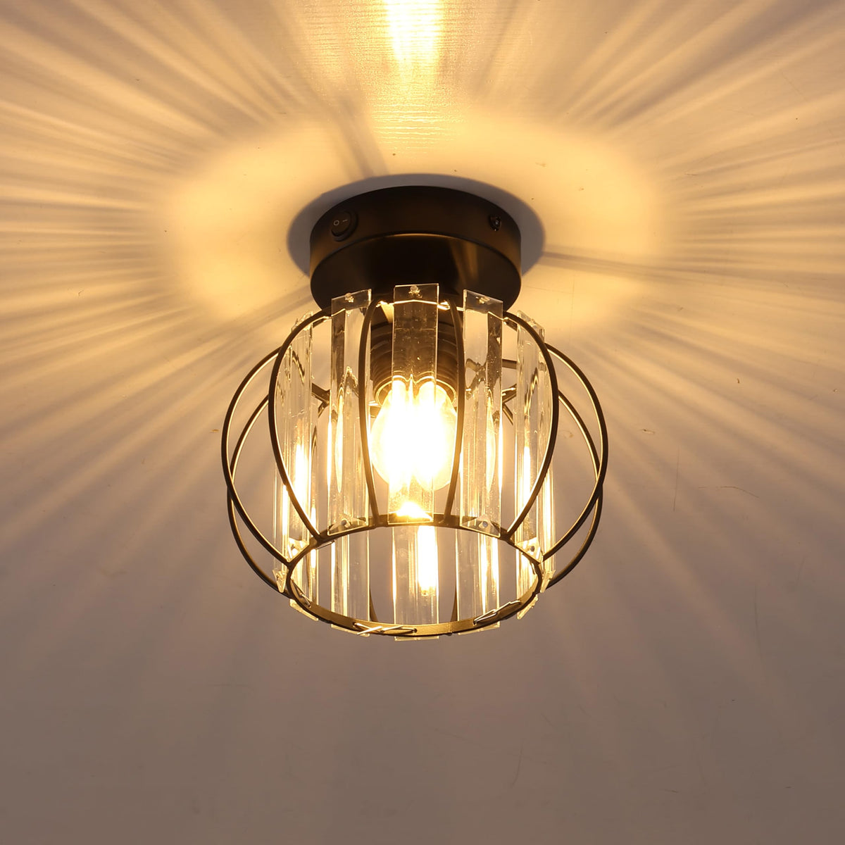 Maichis front view of ceiling light showing vintage style and warm ambiance