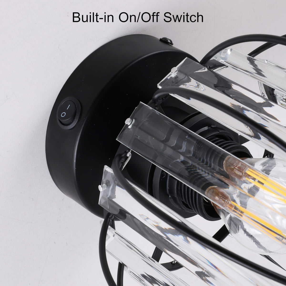 Maichis view of built-in switch and included E26 bulb for easy control