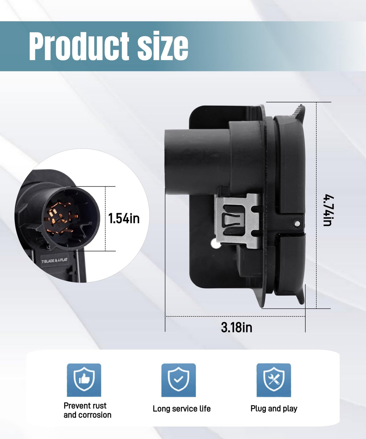 Maigoo connector installed on truck hitch demonstrating reliable towing safety