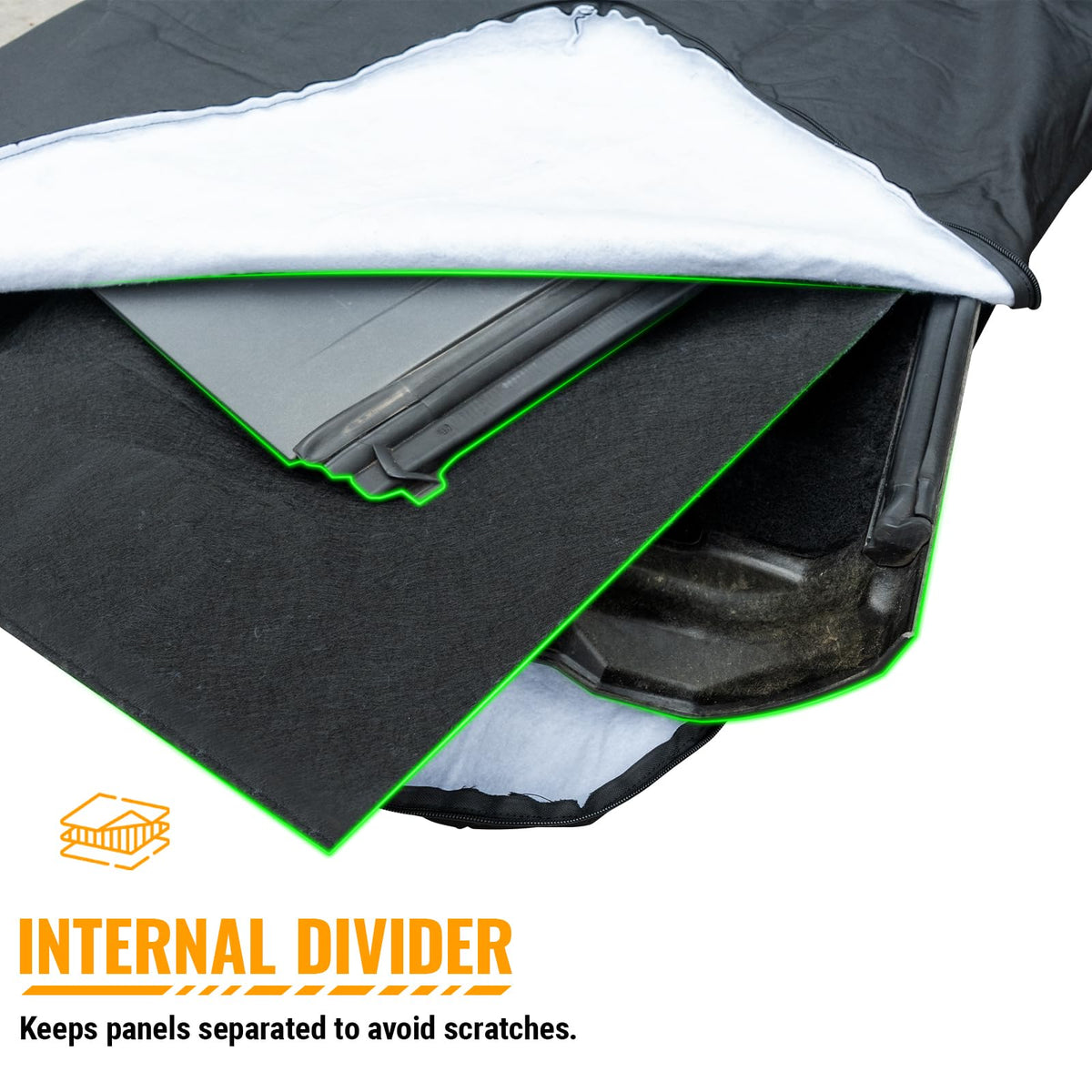 MAIKER OFF ROAD heavy-duty zipper closure securing panels during transport