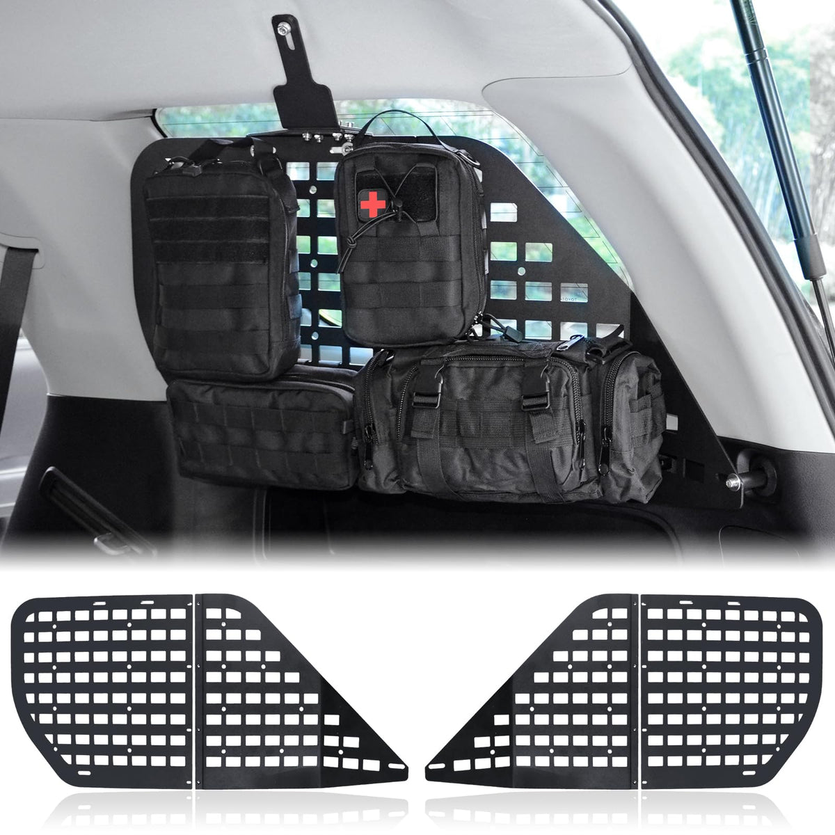 MAIKER front view of rear window panel showing fit and accessibility