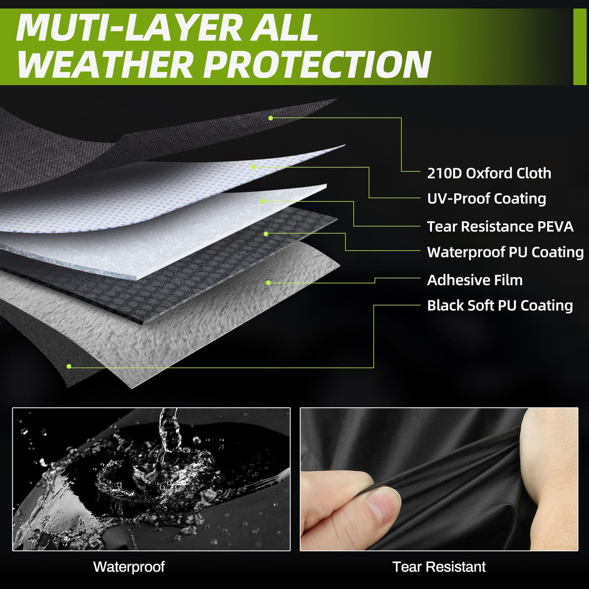 MAITUYU close-up of 210D Oxford fabric texture highlighting durability
