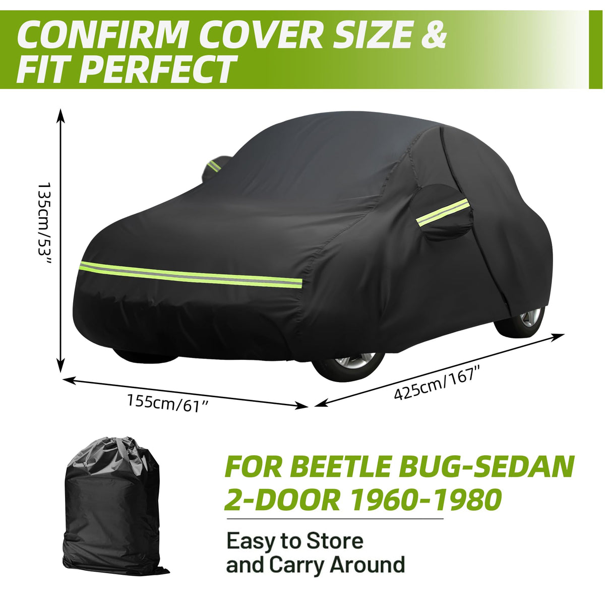 MAITUYU folded cover in storage bag for compact trunk portability
