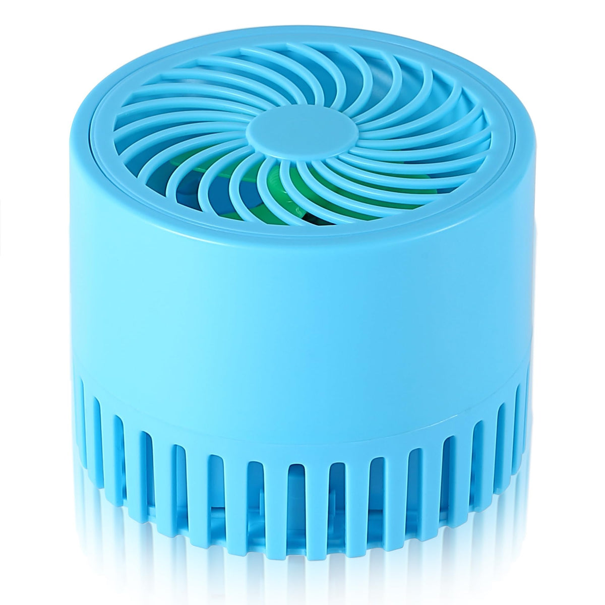 Makevivi front view of blue RV fan showing compact design and quiet airflow benefits