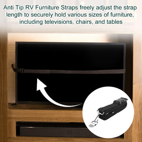 Malae straps in an RV interior lifestyle scene showing organized secure travel