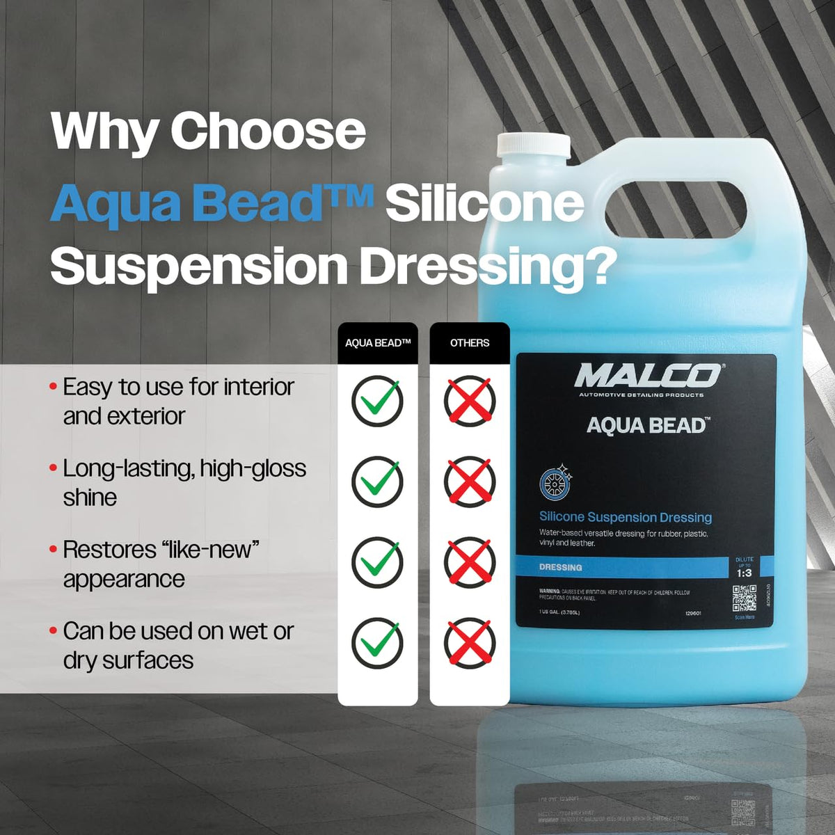 Malco Aqua Bead wiped on exterior trim revealing refreshed, non-greasy finish