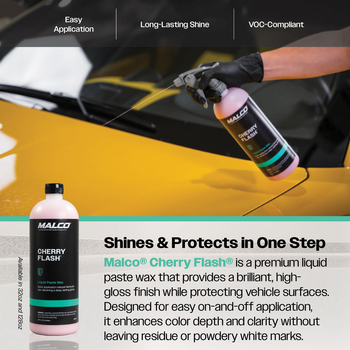 Malco Cherry Flash before and after car door showing improved gloss