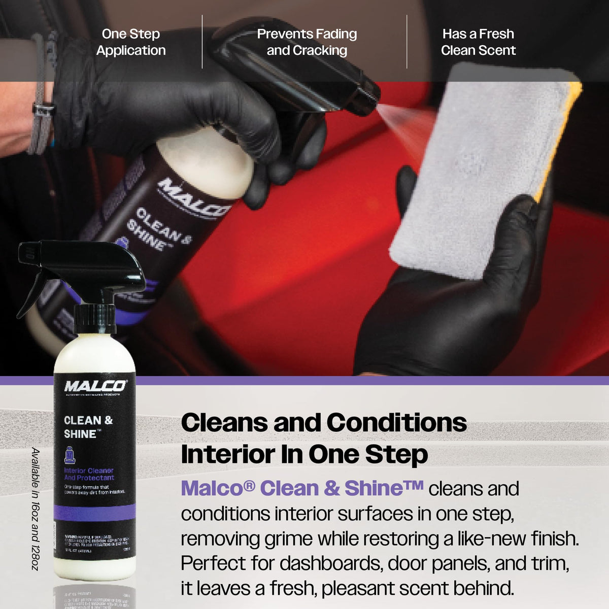 Malco restoring leather seat showing conditioned, natural finish benefit