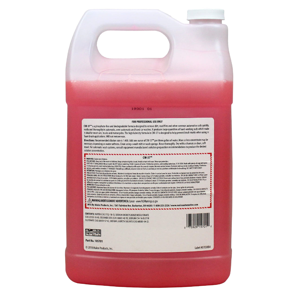 Malco CW-37 being poured and diluted demonstrating precise mixing and cost savings