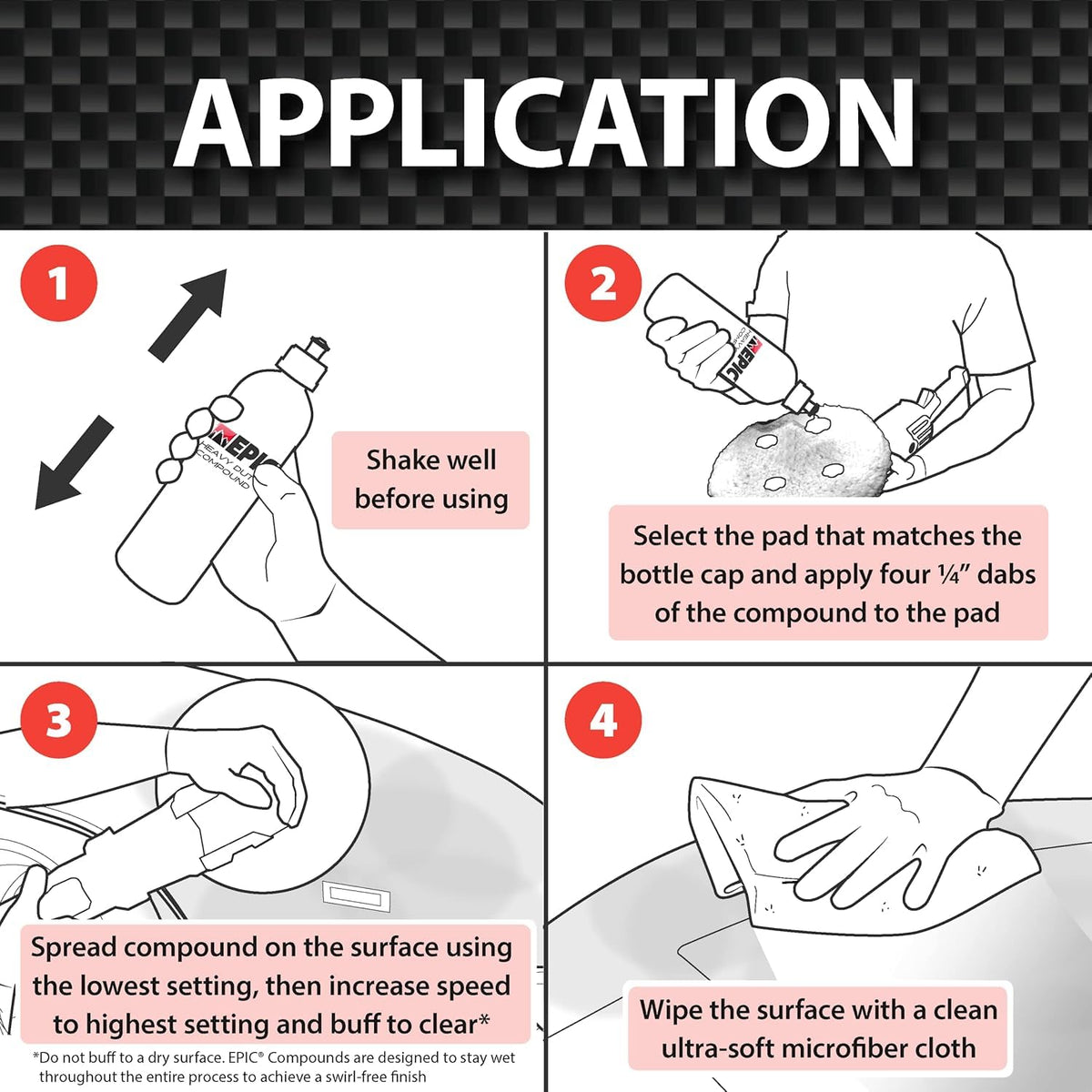 Malco EPIC applied to pad in hand demonstrating ready-to-use convenience