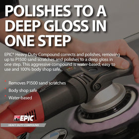 Malco EPIC used on black sedan illustrating high-gloss swirl-free result
