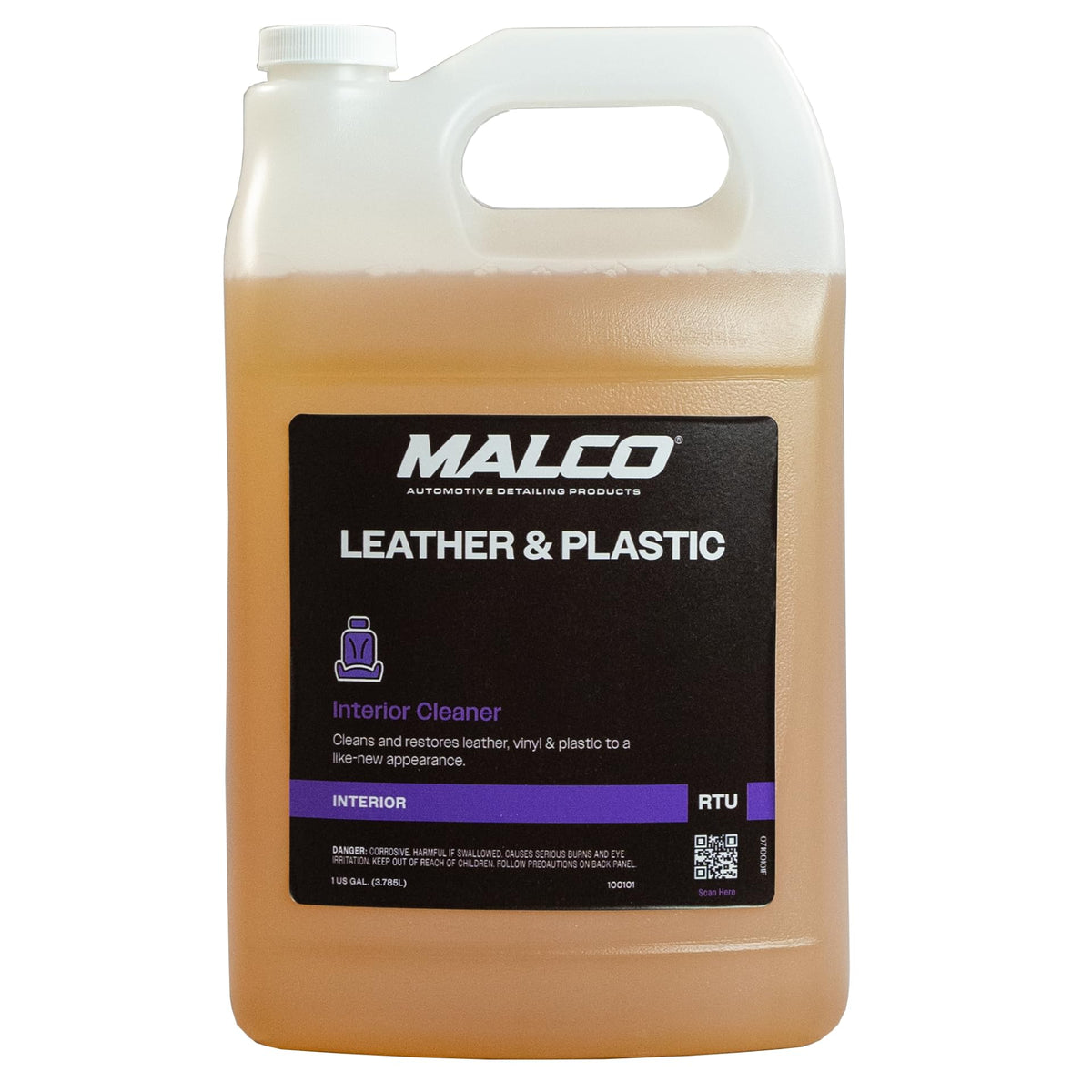 Malco front gallon label showing product and clear benefits