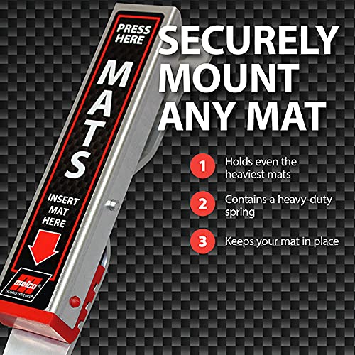 Malco mat clamp holding heavy rubber mat steady during cleaning benefit