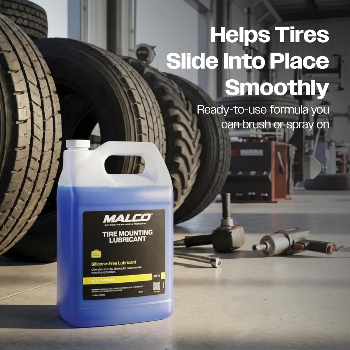 Malco being poured into a tire machine basin to demonstrate shop use