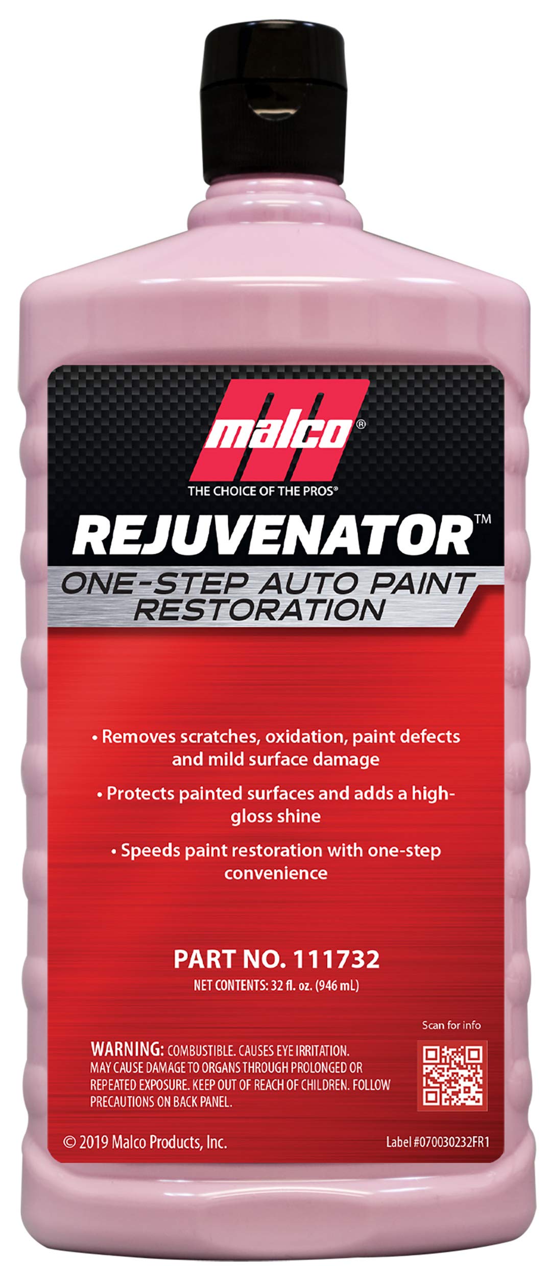 Malco bottle front label showing product name and volume for quick ID and benefit