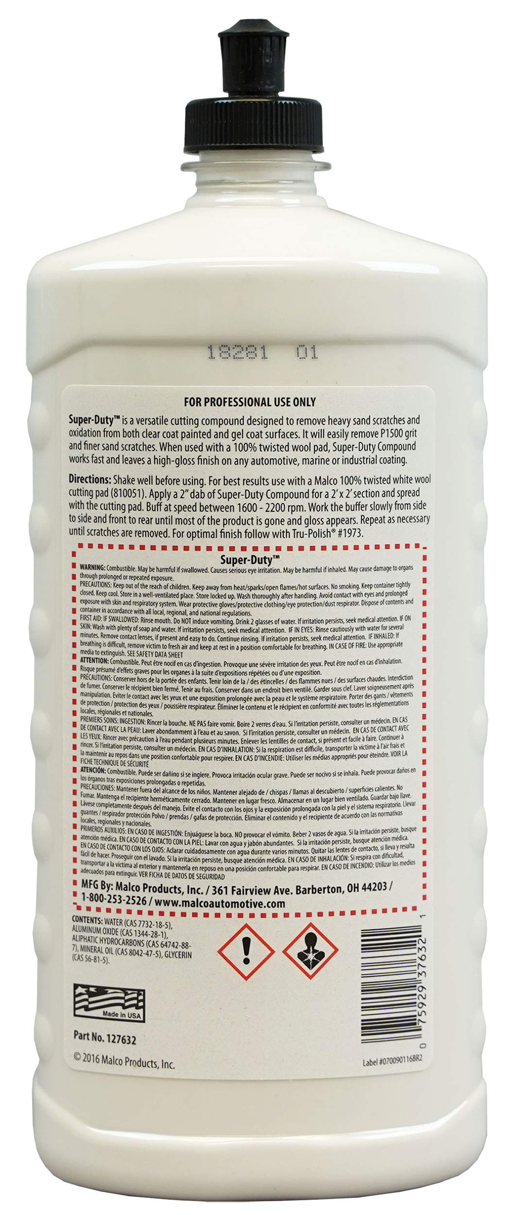 Malco compound being poured to pad illustrating easy application and controlled dosing